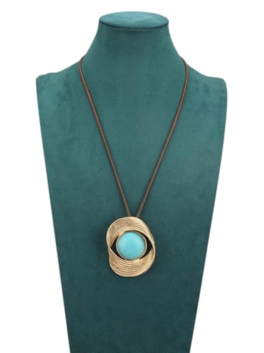 Leather Necklace for Women Long Boho Necklace Bohemian Choker Vintage Necklace Braided Boho Jewelry with Adjustable Brown Leather Cord - color: Bohemian Long Necklaces