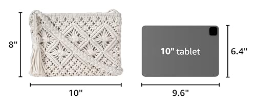 Eiyye Handmade Crochet Purse Boho Cotton Rope Crossbody Shoulder Bag with Tassel Casual Bag for Women - color: Off-white
