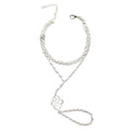 925 Sterling Silver Hand Chain Boho Finger Ring Bracelet for Women Dainty Adjustable Floral Layered Chain Slave Bracelets, Sterling Silver Durable Waterproof Summer Beach Vocation Finger Ring Jewelry
