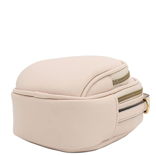 FashionPuzzle Two Compartment Mini Crossbody Bag | Two Compartment - color: Nude