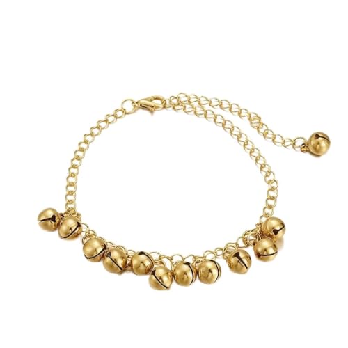 Boho Jingling Bell Tassel Anklet Bracelet for Women Vintage Silver Sounds Bells Beaded Adjustable Jingle Charm Ankle Foot Chain Indian Gypsy Barefoot Sandals Goth Hippie Anklets Feet Summer Beach Belly Dance Jewelry - color: gold