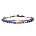 Made by Nami Boho Surfer Anklet Waterproof & Adjustable Beaded Anklets for Women Beachy Ankle Bracelet Made from Waxed Cotton Rope and Beads for Summer and Hippie Style - color: Blue Pearl