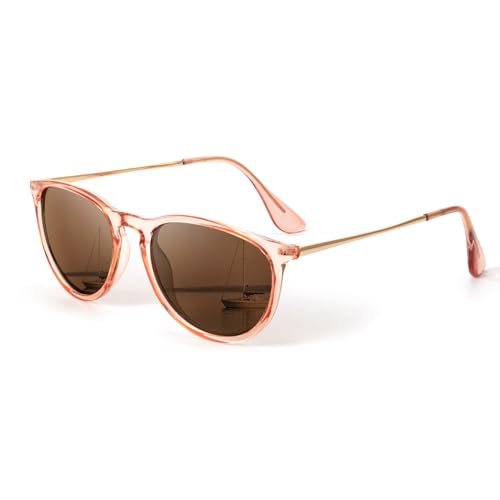 KALIYADI Sunglasses Womens Polarized Womens-Sunglasses: Trendy Sun Glasses with UV400 Retro Style for Party Beach Shopping - color: A04 Brown