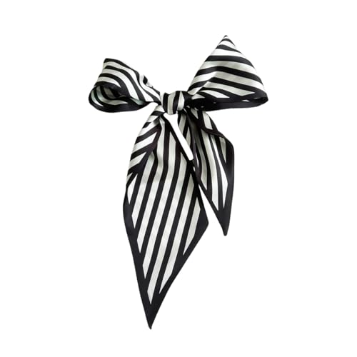 Hair Head Neck Bag Long Scarf Versatile Wrap for Women Soft & Lightweight for Everyday Chic - color: 17 Black and White Stripes 3.7 X 38 Inch