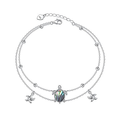 Anklets for Women S925 Sterling Silver Adjustable Beach Foot Ankle Bracelet Jewelry Gifts - style: Turtle