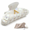 Iridescent Pearl Hair Claw Clip with Butterfly & Initial Charm, Fashionable Acrylic Hair Accessories for Women - color: ZM-A