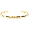 MantraBand - Mantra Band Bracelet - Gold color - Inspirational Engraved Adjustable Cuff - Gifts for Women, Sisters, Friends, Family - style: I LOVE YOU TO THE MOON AND BACK