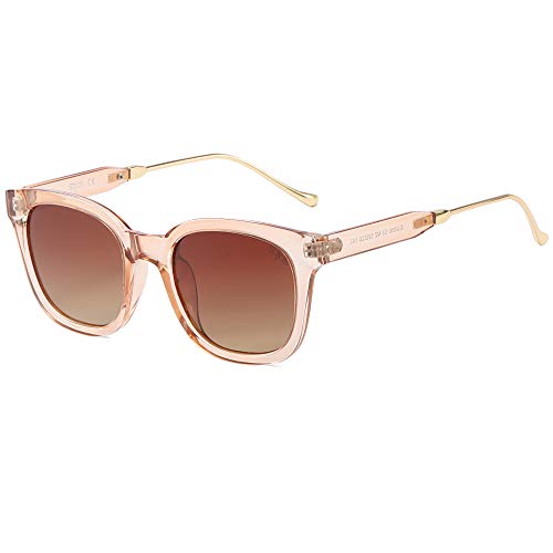 SOJOS Classic Square Polarized Sunglasses Womens Mens Retro Trendy UV400 Sunnies SJ2050 - color: Brown/Brown