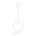 CHESKY 14k Gold Plated Hand Chain Bracelet for Women Trendy, Dainty Ring Bracelets Hand Chain Finger Nail Bracelet Simple Gold Hand Jewelry for Women Gifts - style: Wave