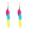 coadipress Boho Piercing Tassel Feather Long Chain Earrings Retro Lightweight Native Feather Dangle Drop Earrings for Women Bohemian Handmade Natural Feathers Earring Jewelry - color: Muticolor