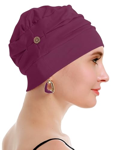 osvyo Cotton Chemo Turbans for Women Cancer Hairloss hat - Cotton Lightweight Headwear Sealed Packaging - color: Cotton Light Burgundy