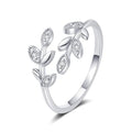 Adjustable Women's Cubic Zirconia Leaf Shaped Ring, 18K Gold-Plated Exquisite Stackable Women's Ring, A Great Gift for Her - color: I