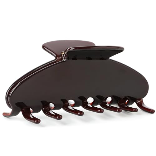 MAORULU Cute Claw Clip for Women – 4.3'' Large Acetate Hair Clips for Thick Thin Curly Long Hair, Durable Hair Clamps Non-slip Jaw Clip, Strong Hold, Stylish French Design (Chocolate) - color: Chocolate