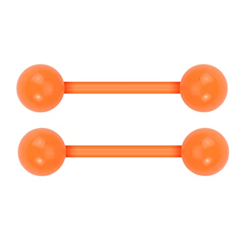 Forbidden Body Jewelry Nipple Rings, Tongue Rings, Nipple Piercing Jewelry, Nipple Jewelry, Flexible Acrylic Barbell Set 14G 16mm (5/8 Inch), 3 Pack - style: Orange