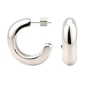 RENAIZ Bold Statement Hoop & Stud Earrings for Women – 14K Gold & Rhodium Plated Maximalist Jewelry, Chunky Geometric Boho Earrings, Hypoallergenic Non-Tarnish Trendy Gift - color: White Gold, style: Thick Cylinder