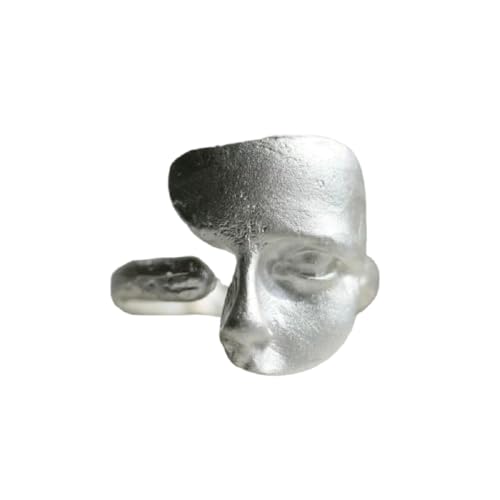 Vintage Half Face Ring For Women Men Adjustable Art Personalized Open Wrap Knuckle Finger Band Rings Thumb Fashion Unique Jewelry Gift - color: Silver