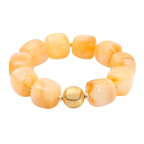 Soyzvteo Chunky Beaded Bracelets Boho Acrylic Geometric Beaded Bangle Bracelet Chunky Statement Jewelry for Women - color: Yellow