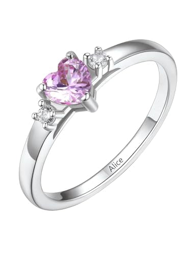 Custom4U Personalized 1-4 Birthstone Rings for Women Promise Rings for Her Sterling Silver Mothers Ring Customized Cubic Zirconia Stones Wedding/Valentine's Day/Mother's Day Jewelry Gift for Mom Wife - color: A-1 Name-Silver