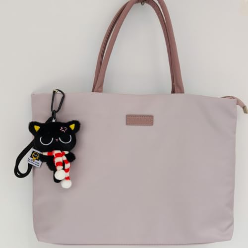 Bag Charm Cute Black Cat Plush Keychain for Handbags Backpacks Purse Keychain Accessories Charm for Cat Lover Gifts Red