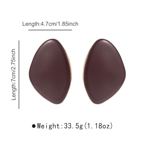 Statement Earrings for Women Big Earrings Large Statement Earrings Chunky Irregular Geometric Drop Dangle Earrings Oval Round Pebble Shape Earrings Chunky Jewelry - style: Burgundy / Maroon / Red