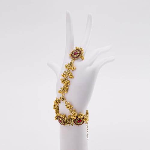 Boho Hand Chain Bracelet Ring For Women Trendy Finger Rings Retro Ethnic Style Dainty Adjustable Wrist Chain Cubic Zirconia Bracelet Wedding Jewelry Stocking Stuffers Engagement Gift - color: Colorful