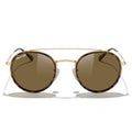 MERRY'S Retro Round Polarized Sunglasses - Unisex Double Bridge Sun Glasses - color: Leopard Frame/Gold Bridge/Brown Lens
