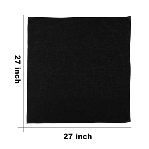 Junvena 27 Inch Extra Large Bandana 100% Cotton,Soft Thin Breathable Headband for Men Women, Solid & Paisley - color: Black 3 Pack