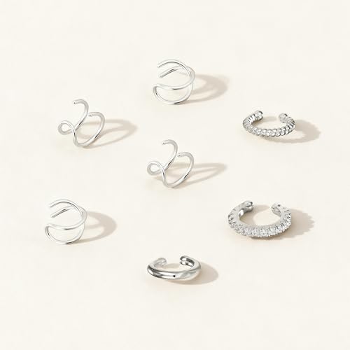 Ear Cuffs Non Piercing 14K Gold Plated Ear Cuff Earrings for Women Trendy Clip on Cartilage Earring Stacks Non Pierced Adjustable Fake Earrings Set Jewelry - color: A2:Silver Ear Cuffs 10CS