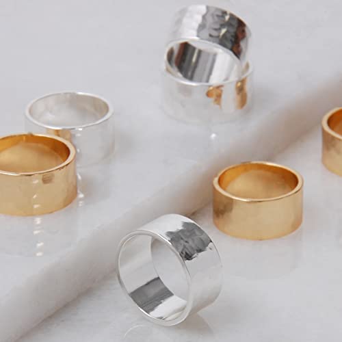 Humble Chic 18K Gold or 925 Sterling Silver Plated Wide Ring - Hypoallergenic Simple Chunky Band Rings for Women - color: 925 Sterling Silver Plated