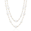 Long Gold Pearl Necklaces for Women White Faux Pearl Necklace Double Layered Pearl Necklace Jewelry Gift Sweater Accessories