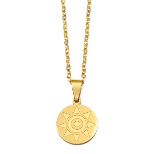 Pintadera Canaria Spain Traditional Ethnic Symbols Pendant Necklaces For Woman Jewelry - color: Gold Color 4