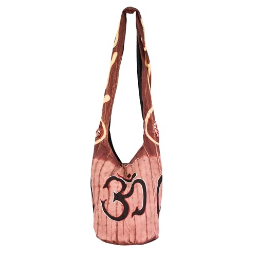 Mandala Crafts Hippie Bag, Large Boho Hobo Purse for Women, Crossbody Shoulder Sling Bags for Indie Style Bohemian Accessory - style: Brown Om