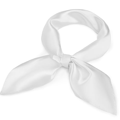 American Trends Women Silk Feeling Scarf Satin Head Scarves Square Wrap Neck Scarf Lightweight Silk Like Bandana - color: 04 White