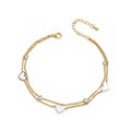 Dainty Gold Shell Pearl Charm Ankle Bracelet for Women Trendy non-Tarnish Adjustable Anklet Summer Beach Fashion Jewelry Gift - color: Heart Rhinestone