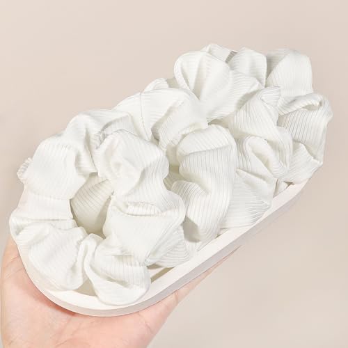 Soft Scrunchies for Women - No Crease, No Damage Hair Ties for Thick or Thin Hair in White - Ponytail Holders, 5-Pack - color: White