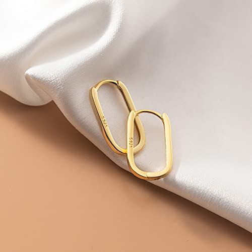 Reffeer 925 Sterling Silver U Hoop Earrings for Women Teens Minimalist Square Hoop Earrings U Huggie Earrings - color: B-Yellow