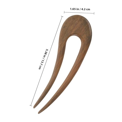 Sandalwood Hair Stick Hair Fork 14.5x4.3cm Double Prong Hairpin for Women Classical Updo