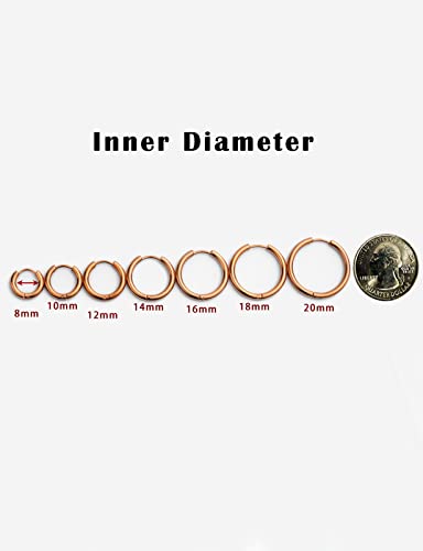 316L Surgical Stainless Steel Huggie Hoop Earrings with Cubic Zirconia, 10G 12G 14G 8-20mm Cartilage Lobe Earrings, 14G Piercing Jewelry - style: 10G 8mm Rose Gold