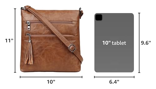 MASINTOR Crossbody Purses for Women, Multi Pocket Casual Crossbody Bag, Adjustable Strap Shoulder Bag with Tassel - color: Classy Brown