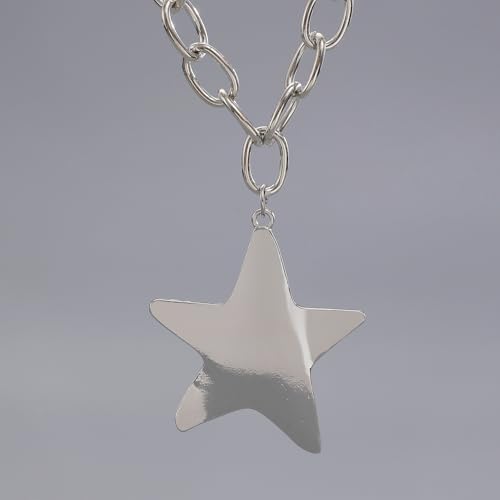 Chunky Necklace for Women Big Star Necklaces for Women Trendy Large Statement Necklace Thick Chain Bold Chunky Jewelry Star Accessories Boho - style: 1 - S