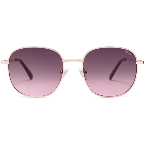 SOJOS Classic Trendy Square Sunglasses for Women Men Cute Big Frame Gold Shades SJ1137 - color: Rose Gold/Grey&rose