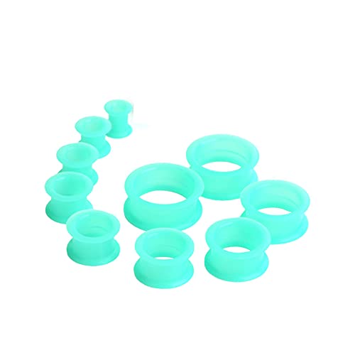 WBRWP 20/28pcs Ear Stretching kit Set: Hollow Hard/Soft Silicone Plugs and Tunnels Ear Expander Gauges Stretcher Body Piercing Jewelry - style: 20pcs Thick/Turquoise