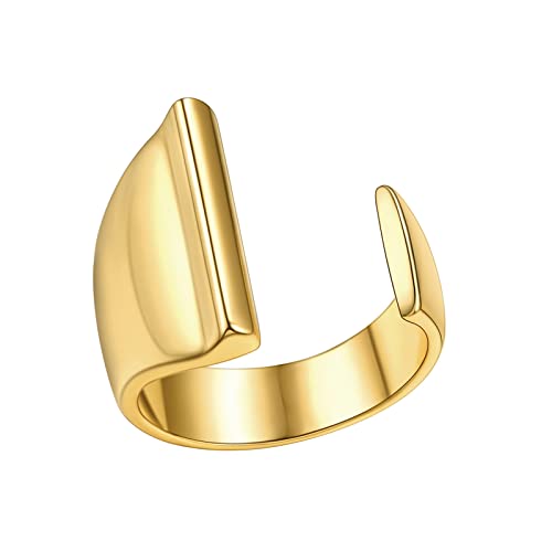 FindChic Customizable Initial Ring Statement 18K Gold Plated Fashion Cuff Rings for Women Alphabet Letter A to Z Resizable Knuckle Ring (with Gift Box) - color: I