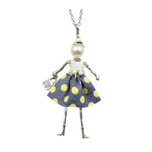 Crystal Paris Doll Necklace for Women, Handmade Cute Dress Long Chain Pendant Necklace Prom Costume Jewelry - style: 20