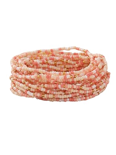 xuzhiyuan 18Pcs Boho Beaded Bracelets Set for Women Bead Stackable Stretch Bracelets, Colorful Handmade Jewelry for Beach, Party - color: Pink