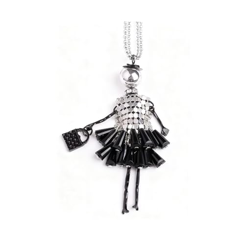 Crystal Paris Doll Necklace for Women, Handmade Cute Dress Long Chain Pendant Necklace Prom Costume Jewelry - style: 34