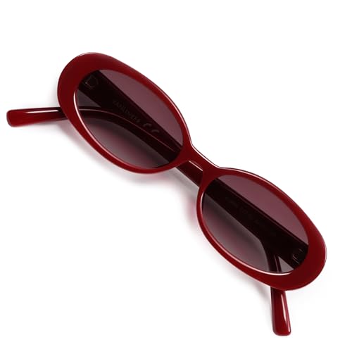 VANLINKER Polarized Retro Oval Sunglasses for Women and Men Small 90s Style VL9580 - color: C17 Red Frame/Red Lens