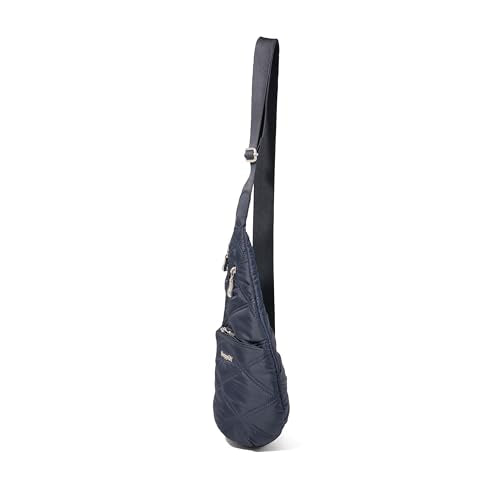 Baggallini Mini Sling - 12x7 Sling Crossbody Bag Backpack with Adjustable Shoulder Strap - color: French Navy Quilt