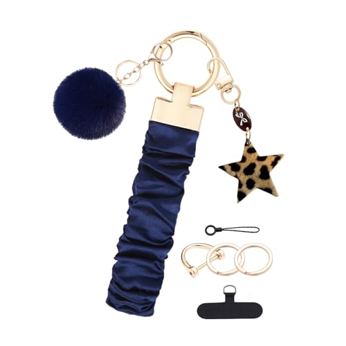 Keychain for Women Girls Bling Heart/Star/Strawberry Key Chain Accessories for Key/Backpack Bag Charm - color: Blue Star