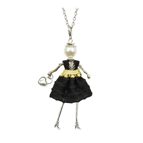 Crystal Paris Doll Necklace for Women, Handmade Cute Dress Long Chain Pendant Necklace Prom Costume Jewelry - style: 25